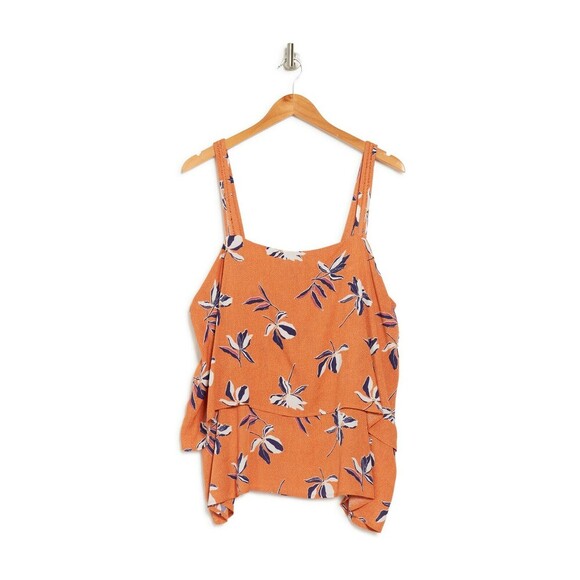 Bobeau Double Layer Tank Top In Rust Floral Size XS - Picture 4 of 7